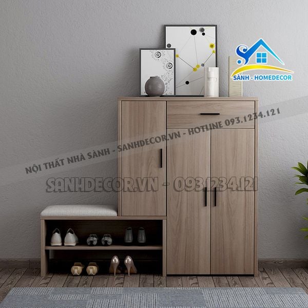  Tủ Giầy Gỗ 3 Cánh Kèm Bệt Ngồi Đa Năng - Stg81 