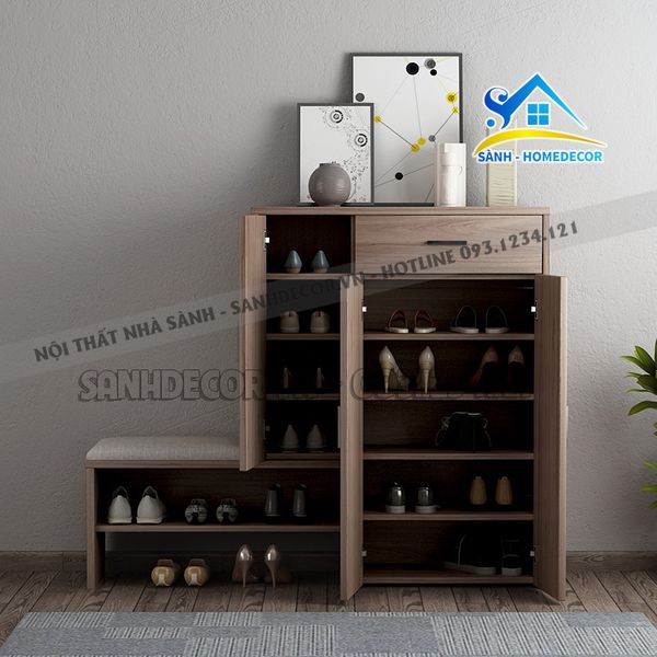  Tủ Giầy Gỗ 3 Cánh Kèm Bệt Ngồi Đa Năng - Stg81 