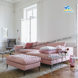 Sofa góc L màu hồng trẽ trung - SF49