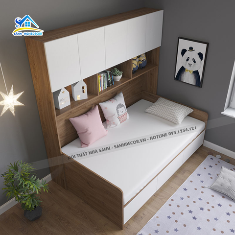 Giường ngủ kết hợp tủ sách và ngăn kéo - SG21