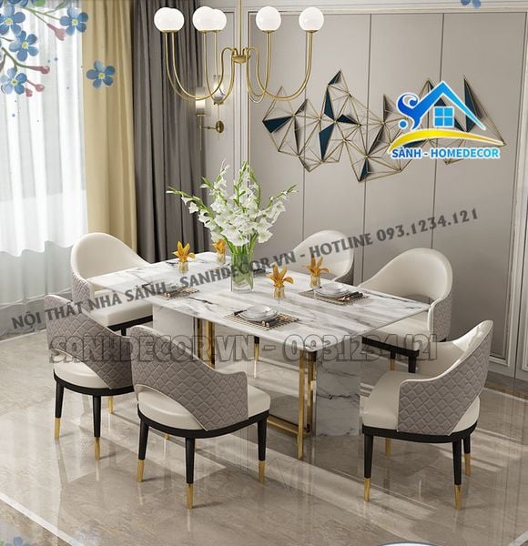  Bộ Bàn Ăn 6 Ghế Bọc Nệm Cao Cấp - Ba107 
