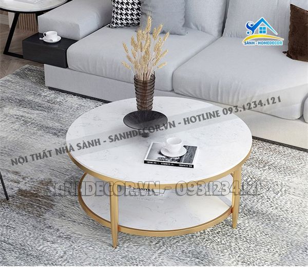  Bàn Trà Đôi Mặt Đá Vân Mây- Bt31 