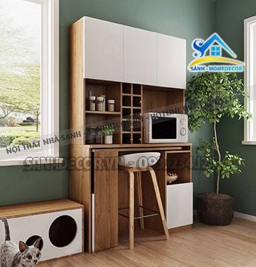  Tủ Nhà Bếp Gỗ Kết Hợp Bàn Ăn Cao Cấp - Stb64 