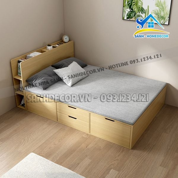  Giường Ngủ Gỗ Mẫu Nhỏ Gọn Có Ngăn Kéo - Sg81 