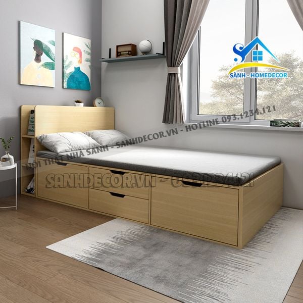  Giường Ngủ Gỗ Mẫu Nhỏ Gọn Có Ngăn Kéo - Sg81 