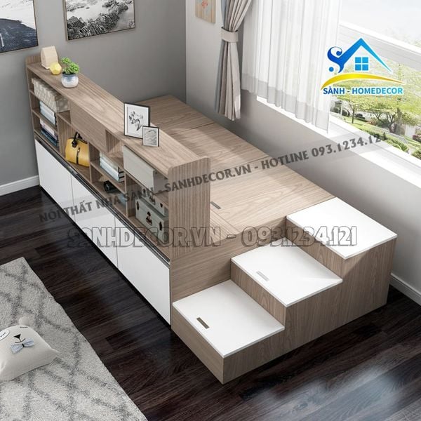  Giường Ngủ Kèm Bậc Thang Cho Bé Hiện Đại - Gnte14 