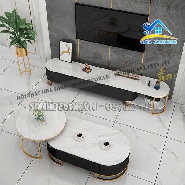  Set Kệ Tivi Và Bàn Trà Mặt Đá Hiện Đại - Setpk61 