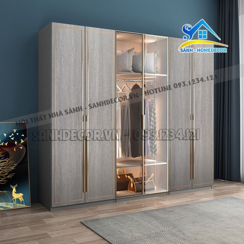Tủ Quần Áo Cánh Kính Khung Nhôm Hiện Đại- Tqa150 – Nội Thất Nhà Sành