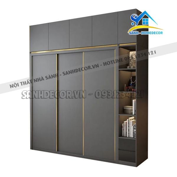  Tủ Quần Áo Cửa Lùa Tone Màu Xám Đậm  - Tqa128 