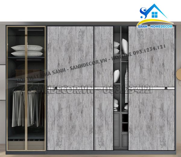  Tủ Quần Áo Cửa Lùa Cánh Kính Hiện Đại  - Tqa130 