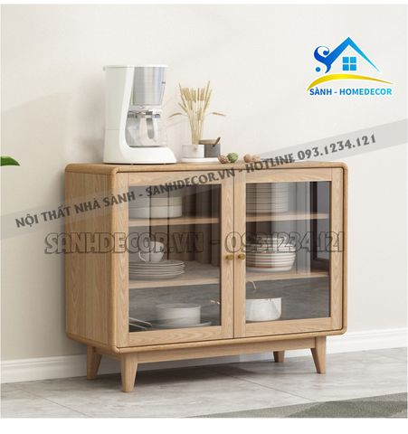 Tủ nhà bếp gỗ MDF phủ Veneer cánh kính cao cấp - STB72