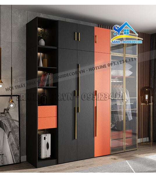  Tủ Quần Áo Cánh Kính Cửa Mở Mẫu Đẹp  - Tqa129 