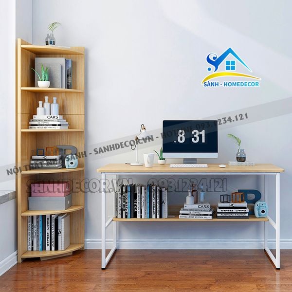 Kệ Sách Gỗ Góc Thiết Kế Bo Tròn - Ks04 