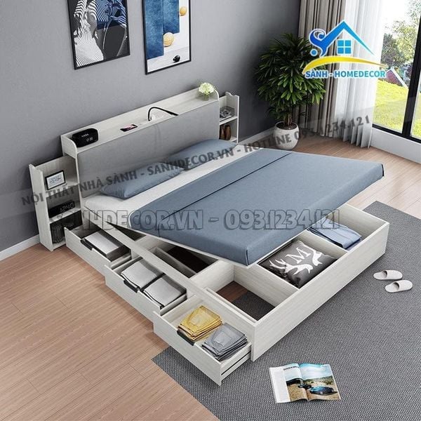  Giường Ngủ Bọc Nệm Đầu Giường Cao Cấp - Sg130 