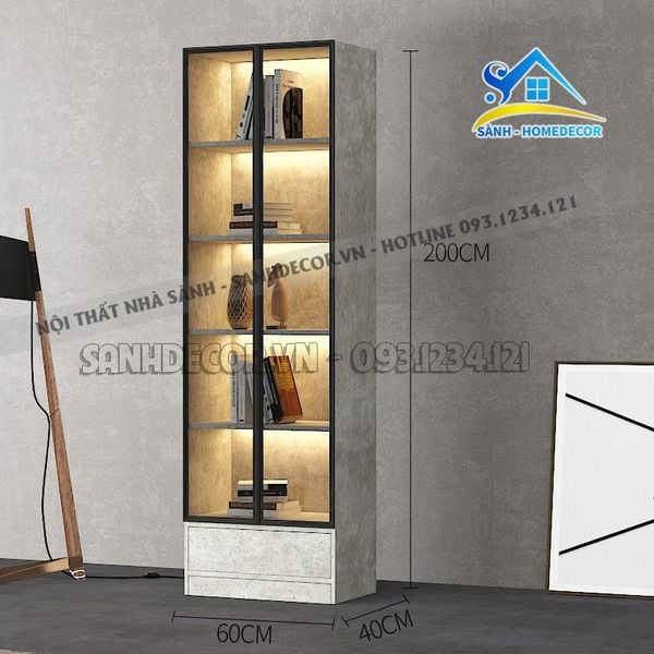  Tủ Sách Trang Trí Cánh Kính Cao Cấp - Ts45 