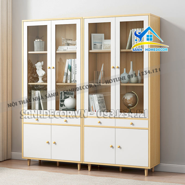  Bộ Tủ Sách Gỗ Cánh Kính Hiện Đại - Ts49 