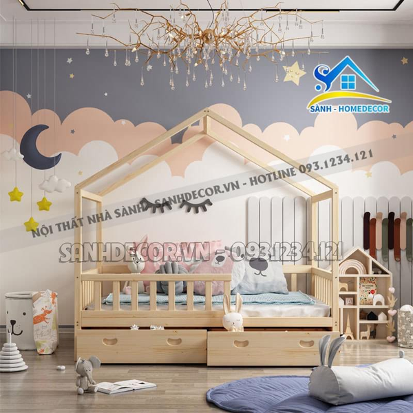  Giường Ngủ Cho Bé Hình Ngôi Nhà Cao Cấp  - Gnte17 