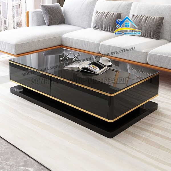 Bàn Trà Gỗ Cn Sơn 2K Phủ Bóng Mặt Đá Sang Trọng - Bt61 
