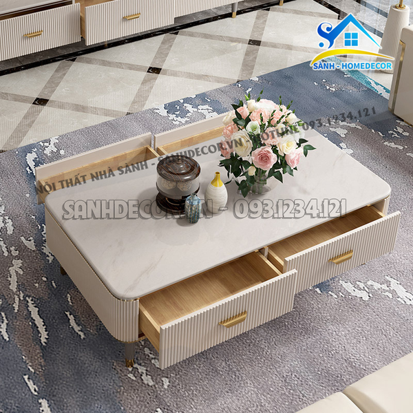  Bàn Trà Phòng Khách Gỗ Mặt Đá Cao Cấp - Bt62 