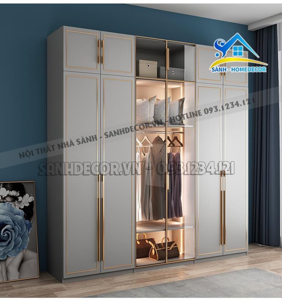  Tủ Quần Áo Cánh Kính Khung Nhôm Cao Cấp - Tqa161 
