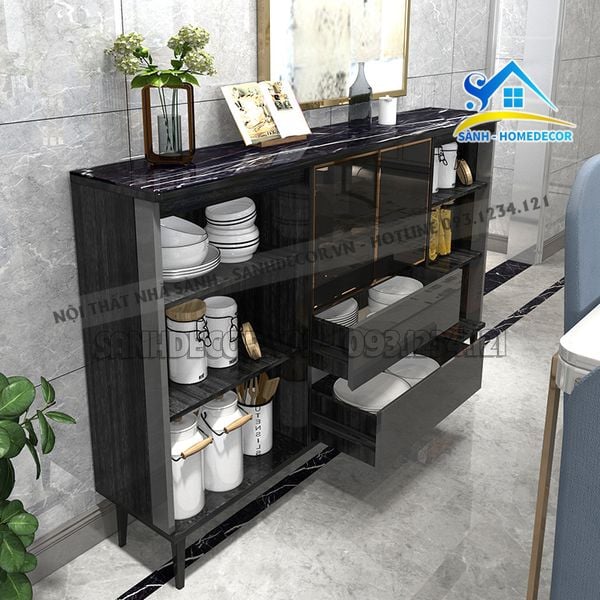  Tủ Nhà Bếp Đựng Đồ Cánh Kính Cường Lực- Stb175 