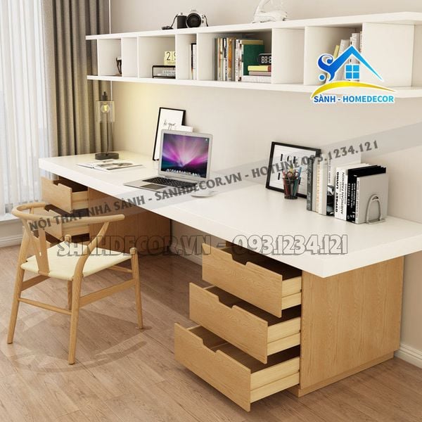  Bàn Học Đôi Kèm Hộc Tủ Cabinet Hiện Đại - Sbd006 