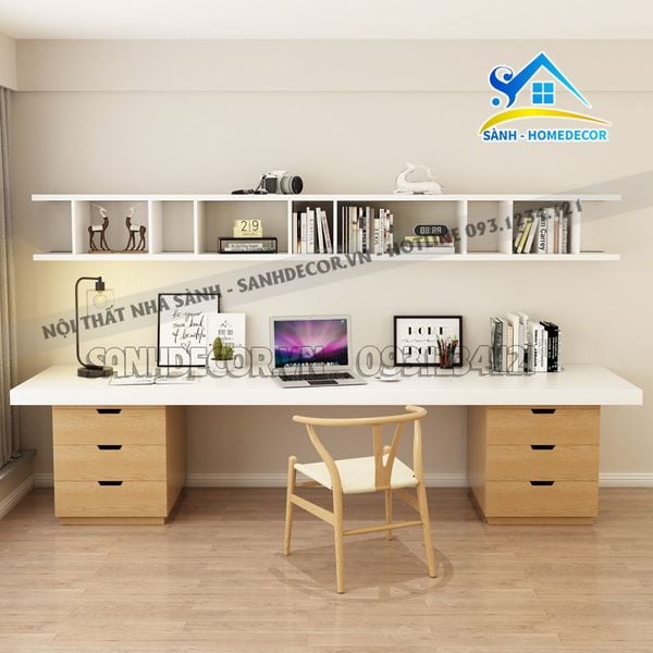  Bàn Học Đôi Kèm Hộc Tủ Cabinet Hiện Đại - Sbd006 