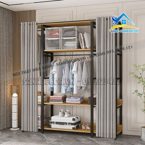  Hệ Kệ Quần Áo Gồm Rèm Đa Năng - Kqa35 