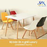 BỘ BÀN ĂN 4 GHẾ ĐỆM LUXURY - BA34