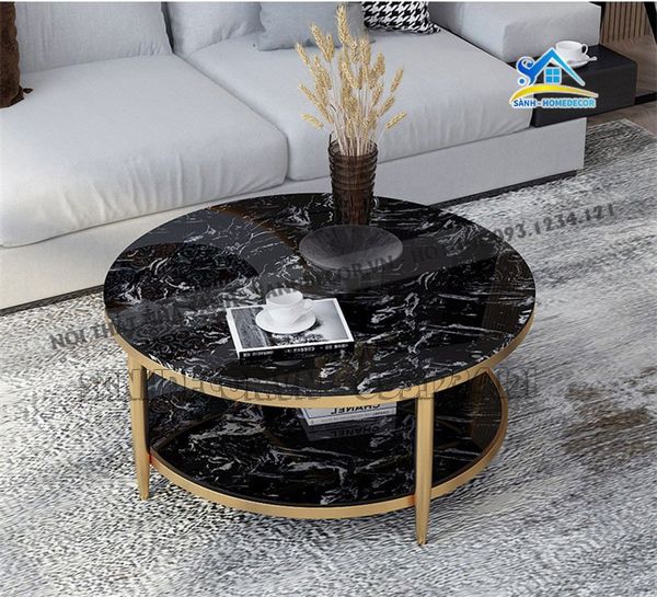  Bàn Trà Đôi Mặt Đá Vân Mây- Bt31 