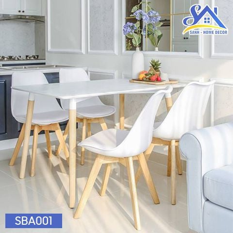BỘ BÀN ĂN 4 GHẾ LUXURY TRẮNG - BA37