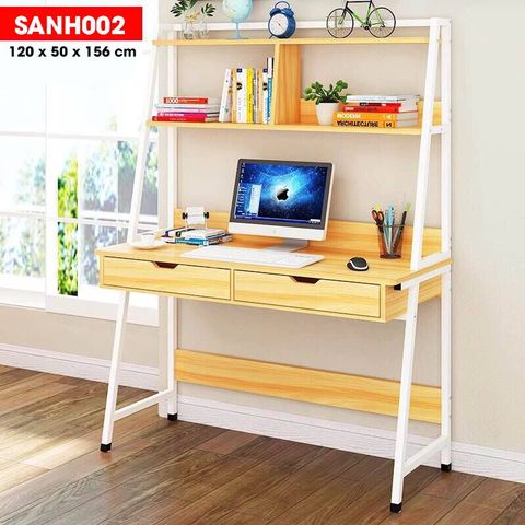 Bàn làm việc lền kệ sách hiện đại SANH002