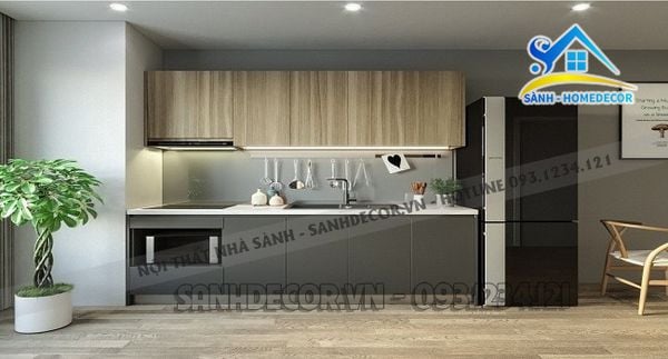  Tủ Bếp Căn Hộ Tone Màu Xám Hiện Đại - Tb16 