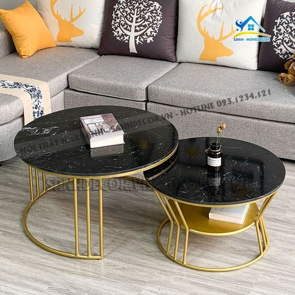  Bộ Bàn Trà Đôi Mặt Đá Vân Mây-  Bt32 