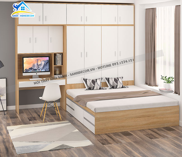  Set Giường Kết Hợp Tủ Quần Áo Hiện Đại- Sg15 