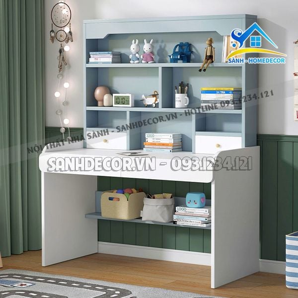  Bàn Học Gỗ Cho Bé Liền Kệ Sách Nhiều Màu - Blv133 