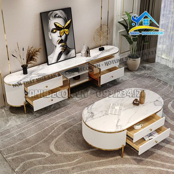  Set Kệ Tivi Và Bàn Trà Cao Cấp 2 Món - Setpk66 