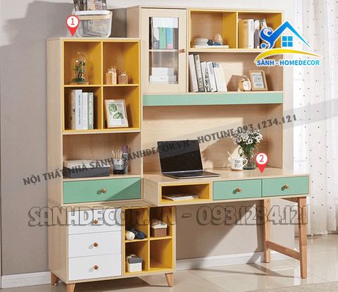 Bàn học liền kệ hiện đại - BLV52