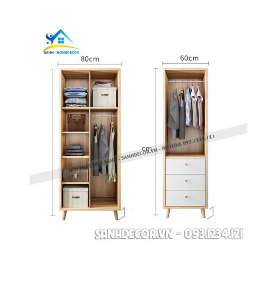  Tủ Quần Áo 2 Cánh Kiểu Dáng Hiện Đại- Tqa01 