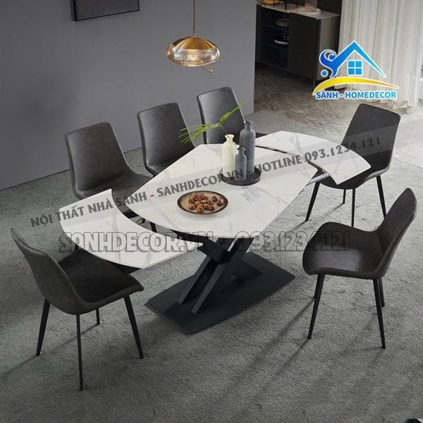  Bộ Bàn Ăn Thông Minh Mặt Đá 6 Ghế Cao Cấp - Ba94 