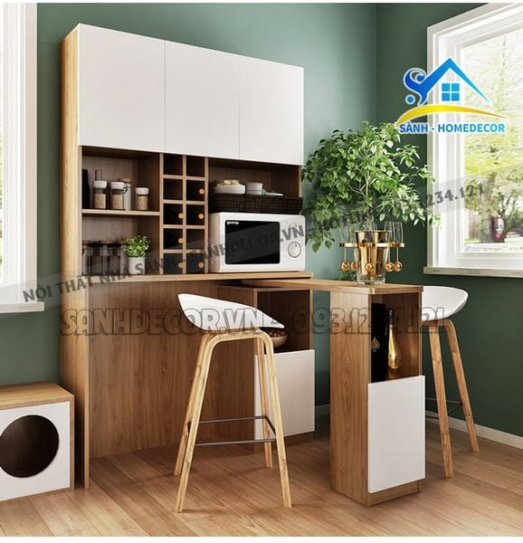  Tủ Nhà Bếp Gỗ Kết Hợp Bàn Ăn Cao Cấp - Stb64 
