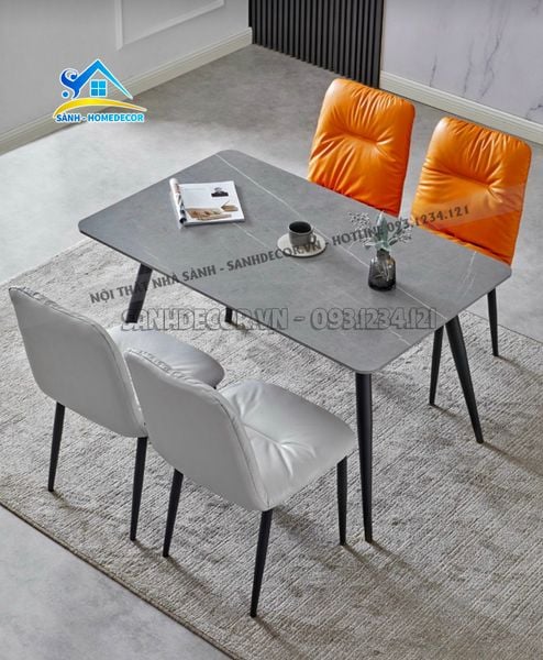  Bàn Ăn Mặt Đá 4 Ghế Zumbi Bọc Da Cao Cấp- Ba85 