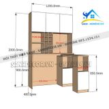 Tủ nhà bếp gỗ kết hợp bàn ăn cao cấp - STB64
