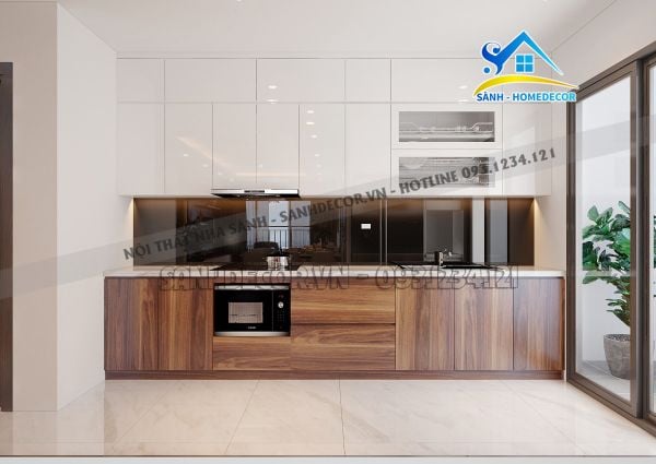  Tủ Bếp Căn Hộ Tone Màu Walnut - Tb19 