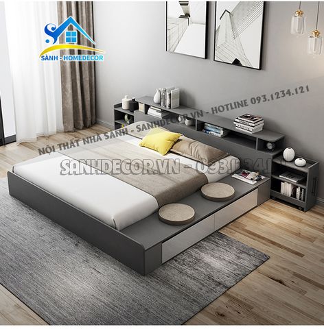 Giường ngủ gỗ có bệt ngồi đa năng - SG62