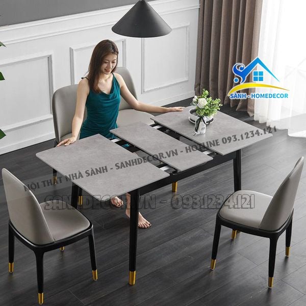  Bộ Bàn Ăn Thông Minh Mặt Đá 4 Ghế Cao Cấp - Ba95 