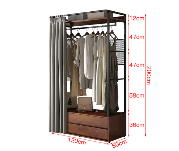  Kệ Treo Áo Quần Kèm Ngăn Cao Cấp Kèm Rèm - Kqa25 