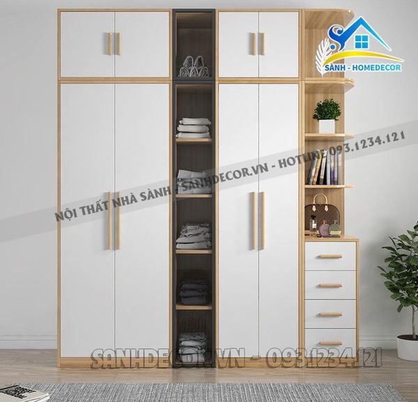  Tủ Quần Áo 4 Cánh Có Hộc Âm Trần - Tqa62 
