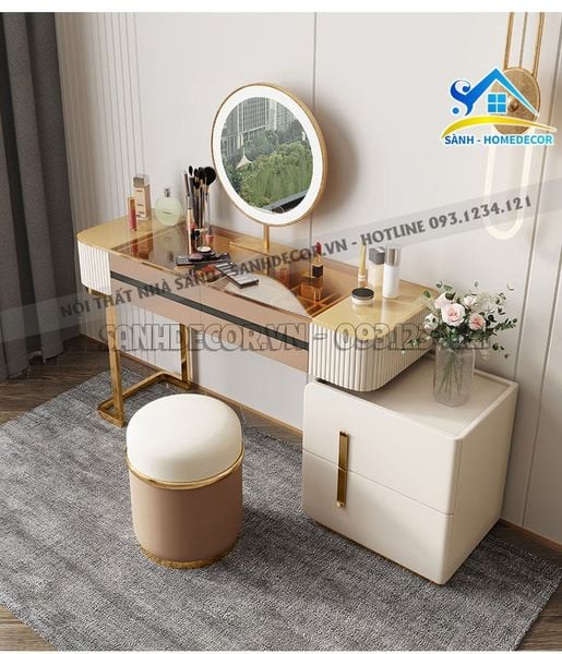  Bàn Phấn Mặt Kính Sang Trọng Gỗ Cn Phủ Sơn 2K Cao Cấp - Bp63 