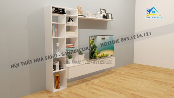  Kệ Tivi Gắn Tường Màu Trắng Tinh Tế - Sktv27 
